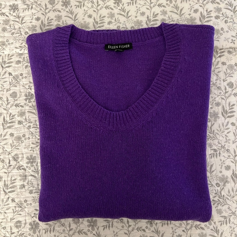 Eileen Fisher Purple V-Neck Sweater